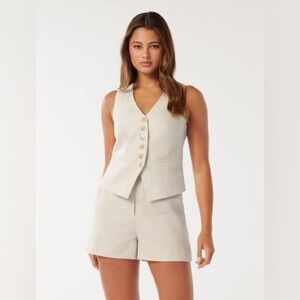 Ever New Beige Vest with Button Accents